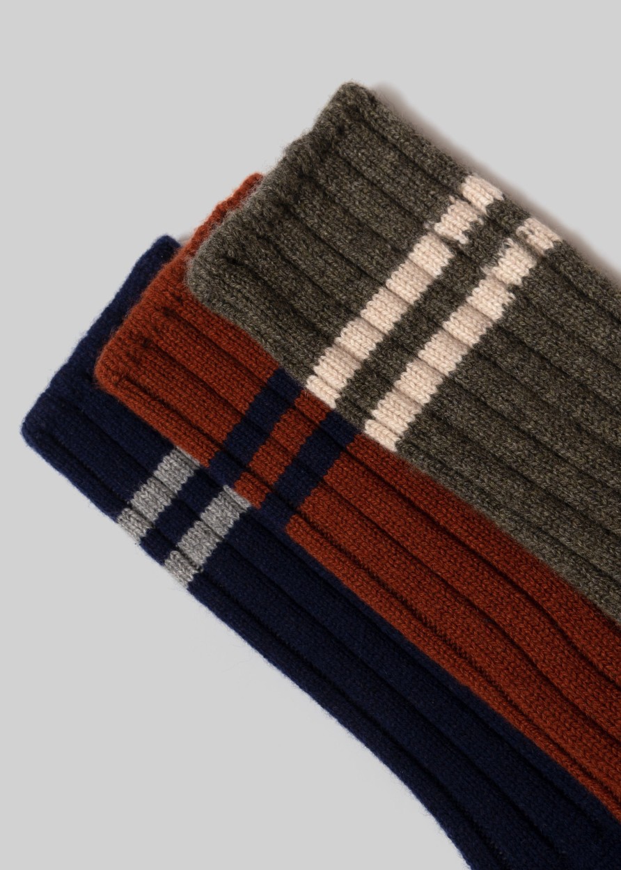 Socks American Trench | Cashmere Double Stripe Crew