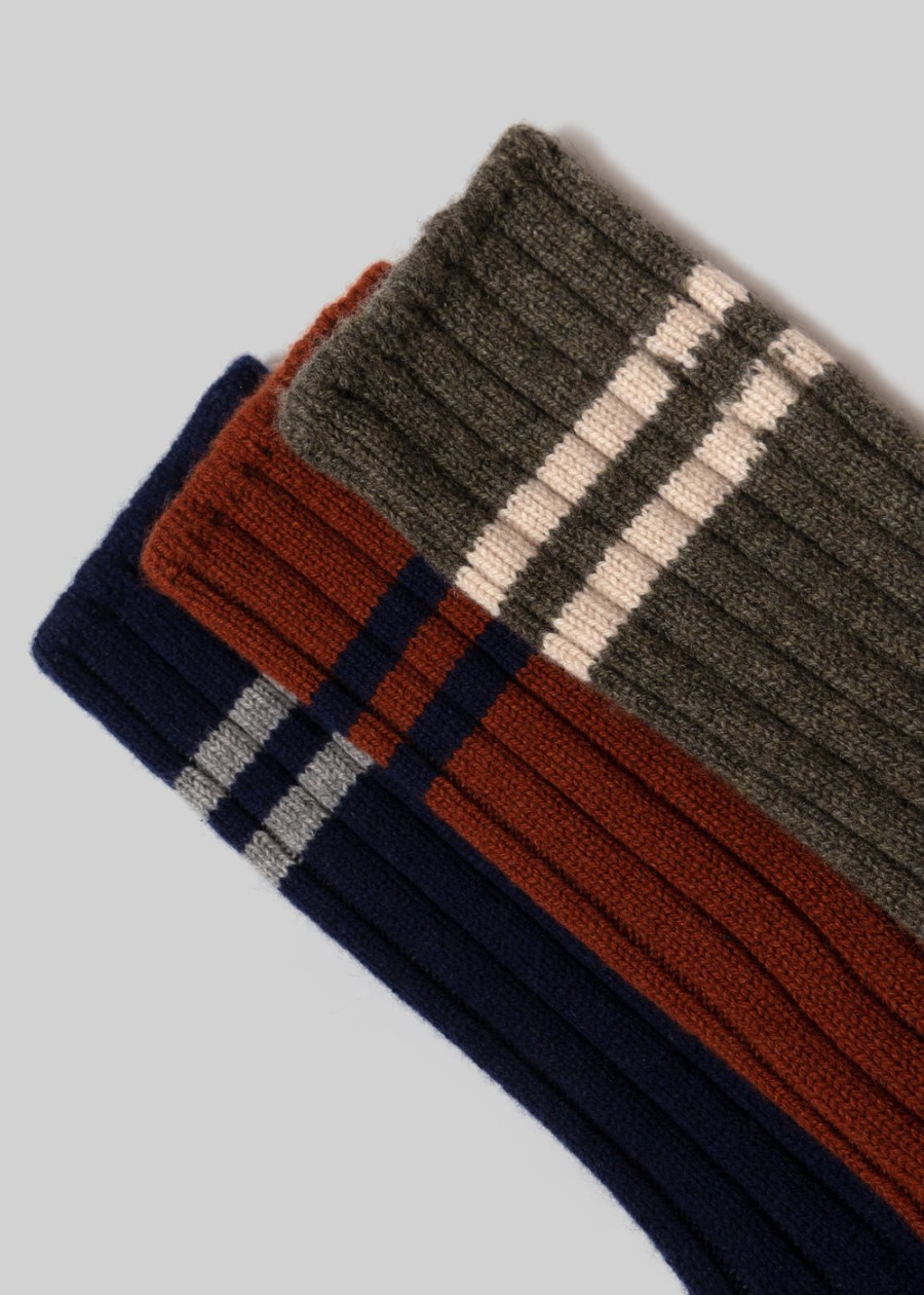 Socks American Trench | Cashmere Double Stripe Crew