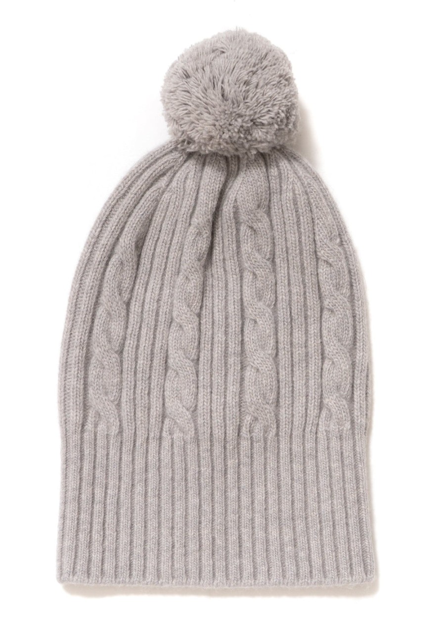 Women'S American Trench | Women'S Merino Cable Knit Beanie With Pom